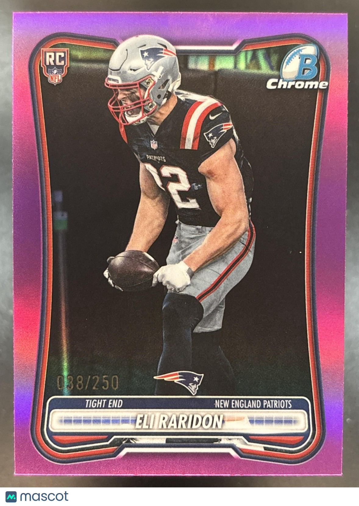 2026 Bowman Eli Raridon Chrome NFL Pink /250 #BCV-162 RC New England Patriots