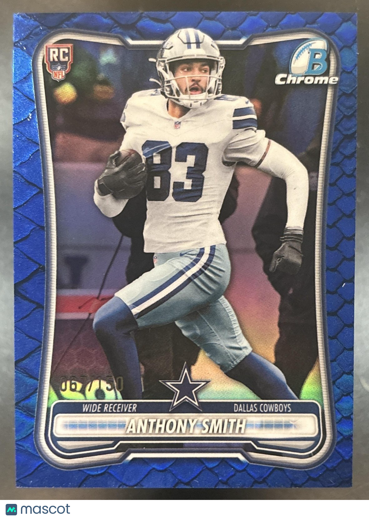 2026 Bowman Anthony Smith Chrome NFL Blue Reptilian /150 #BCV-110 RC Cowboys