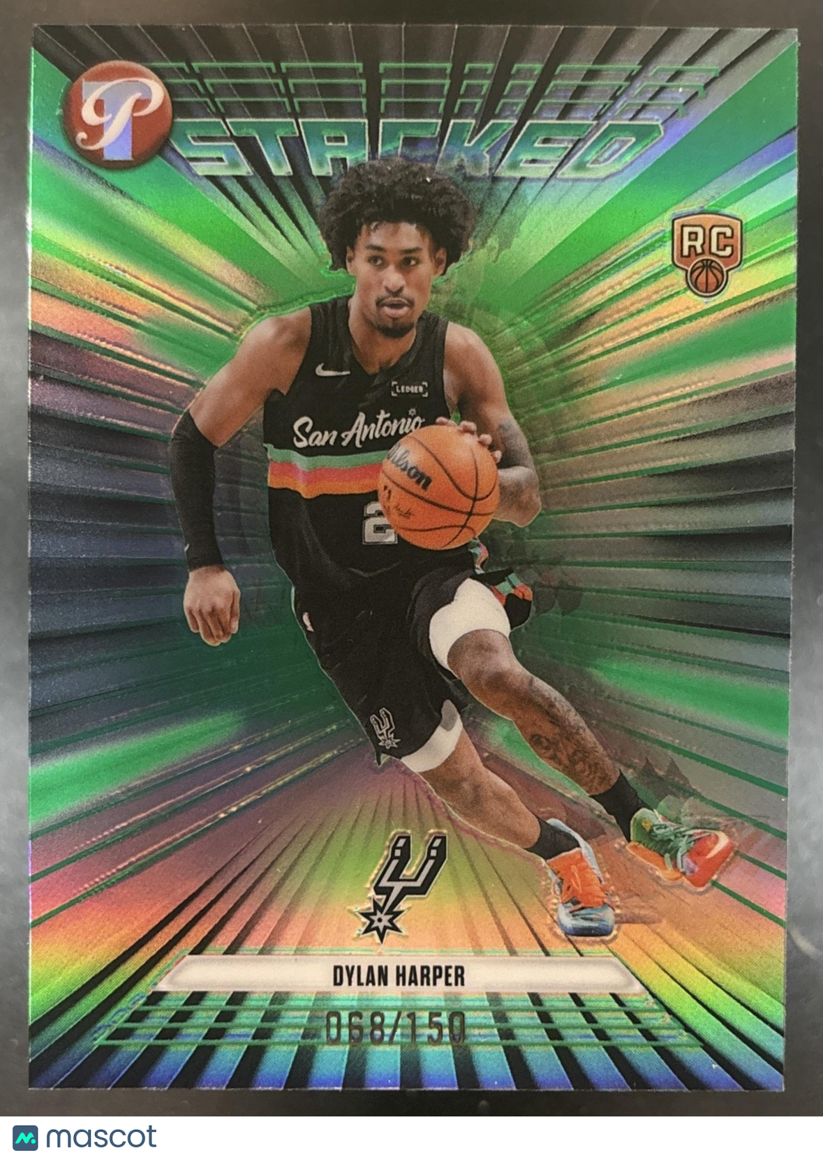 2025-26 Topps Pristine Dylan Harper Stacked Green /150 RC San Antonio Spurs