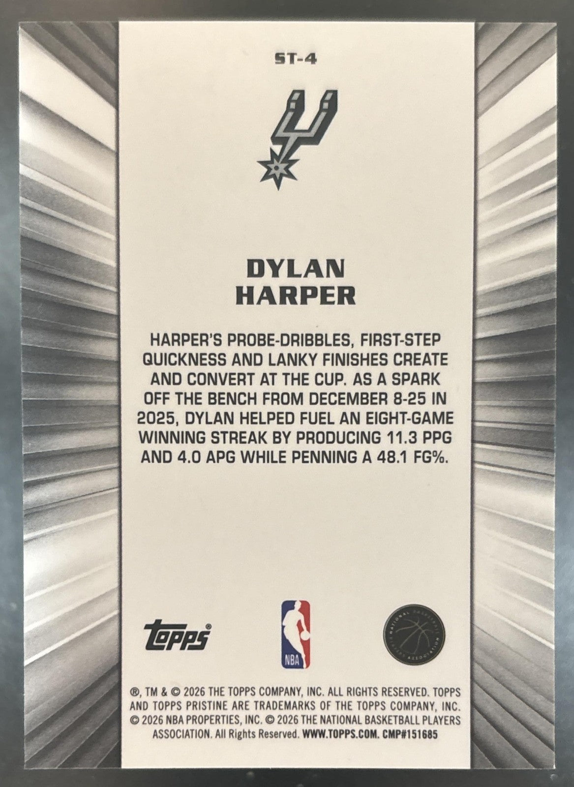 2025-26 Topps Pristine Dylan Harper Stacked Green /150 RC San Antonio Spurs