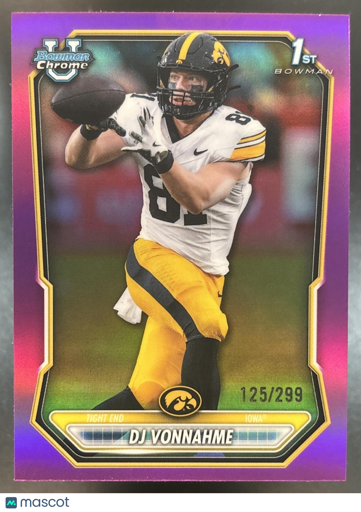 2026 Bowman DJ Vonnahme Chrome Fuschia /299 #BCP-65 1st Prospect Iowa Hawkeyes