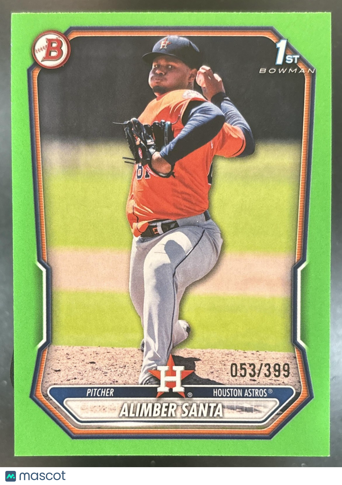 2026 Bowman Alimber Santa Neon Green Border /399 #BP-30 1st Prospect Astros