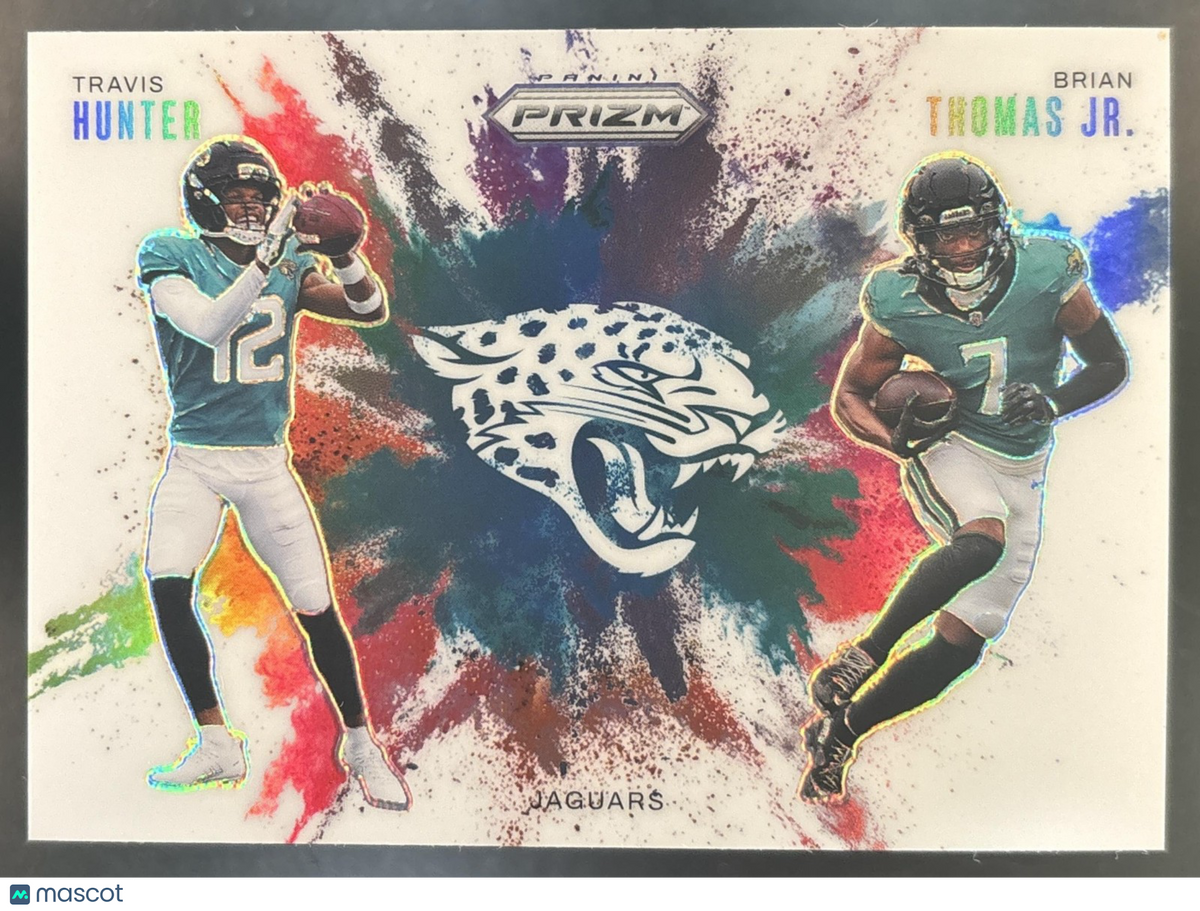 2025 Panini Prizm Brian Thomas Jr. Travis Hunter Color Blast Dual #4 Jaguars
