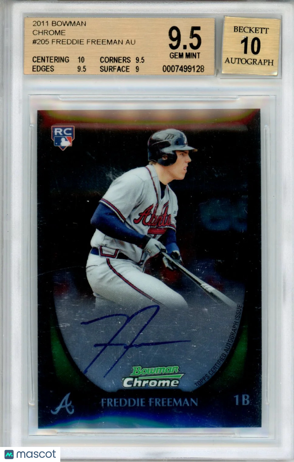 2011 Bowman Chrome Rookie Autographs Freddie Freeman #205 BGS 9.5