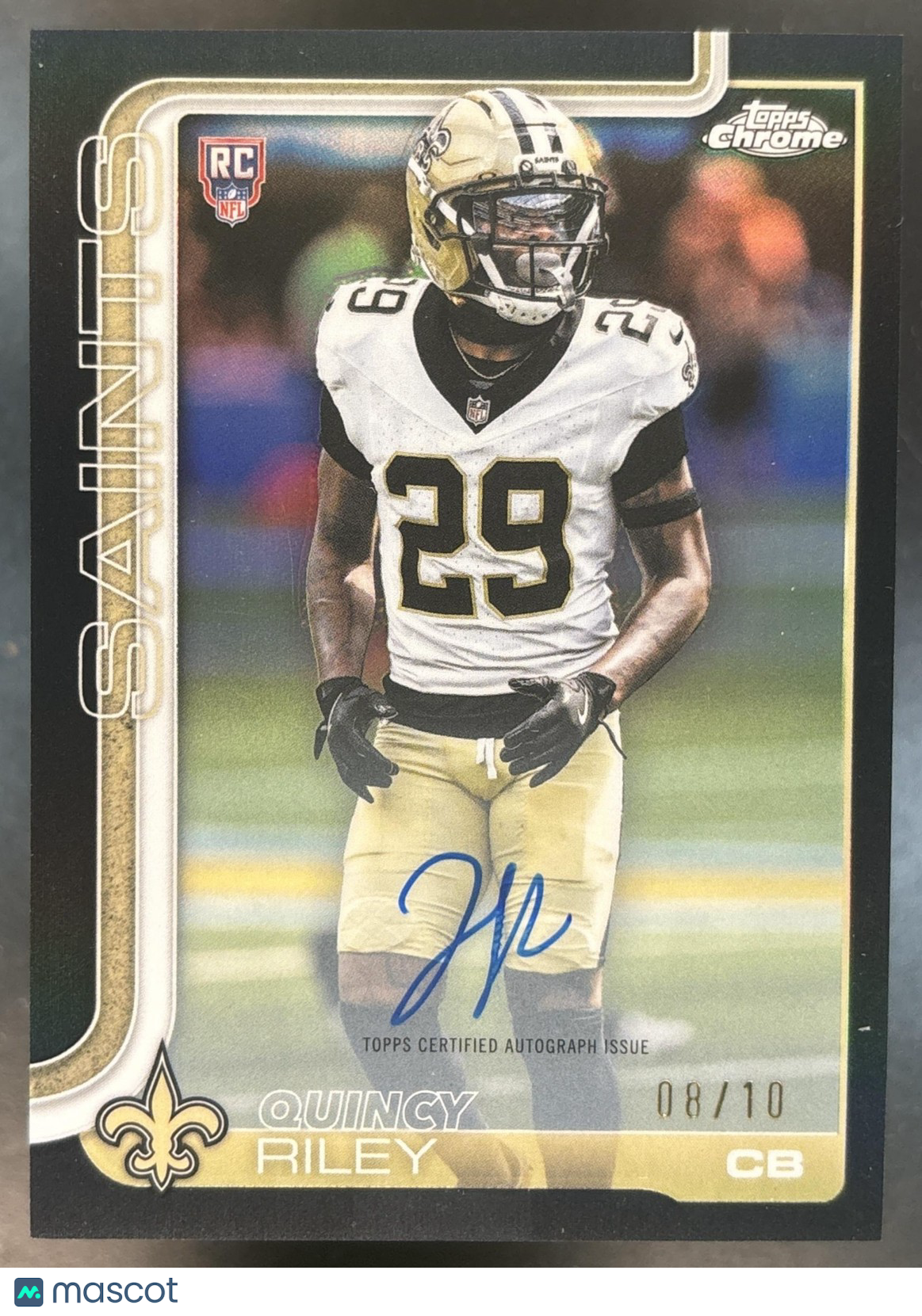 2025 Topps Chrome Quincy Riley Auto Black Refractor /10 RC New Orleans Saints