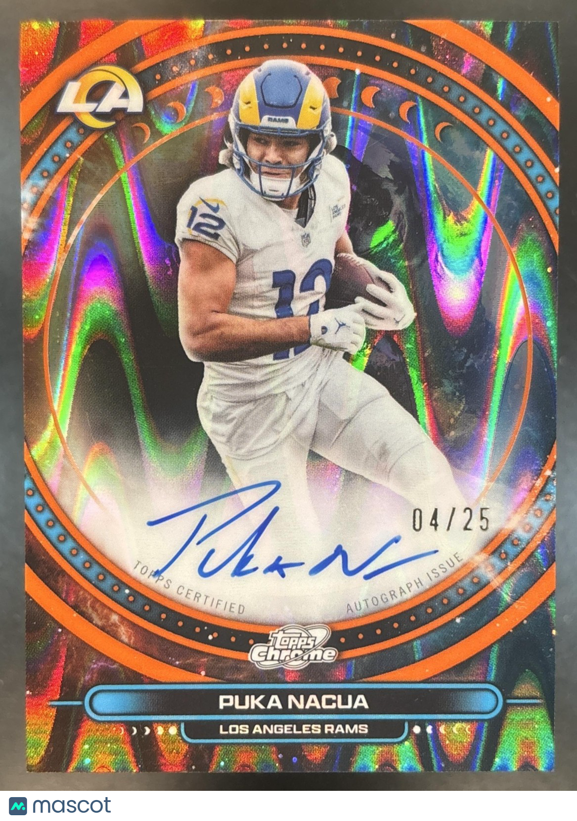 2025 Topps Cosmic Chrome Puka Nacua Equinox Auto Orange Galactic /25 Rams