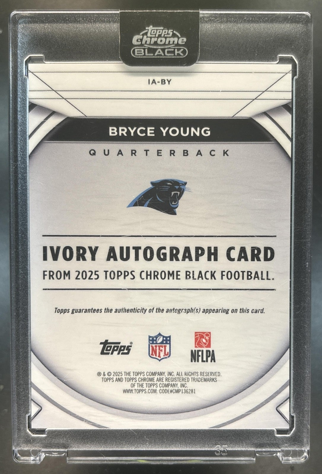 2025 Topps Chrome Black Bryce Young Ivory Auto Orange /25 Carolina Panthers