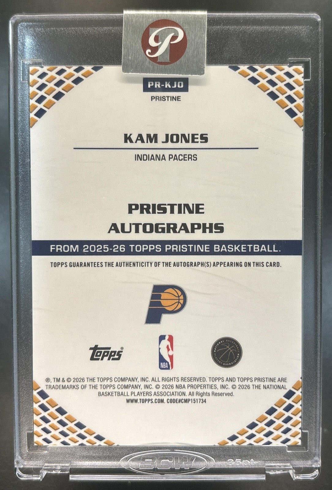 2025-26 Topps Pristine Kam Jones Rookie Auto Aqua /199 #PR-KJO RC Indiana Pacers