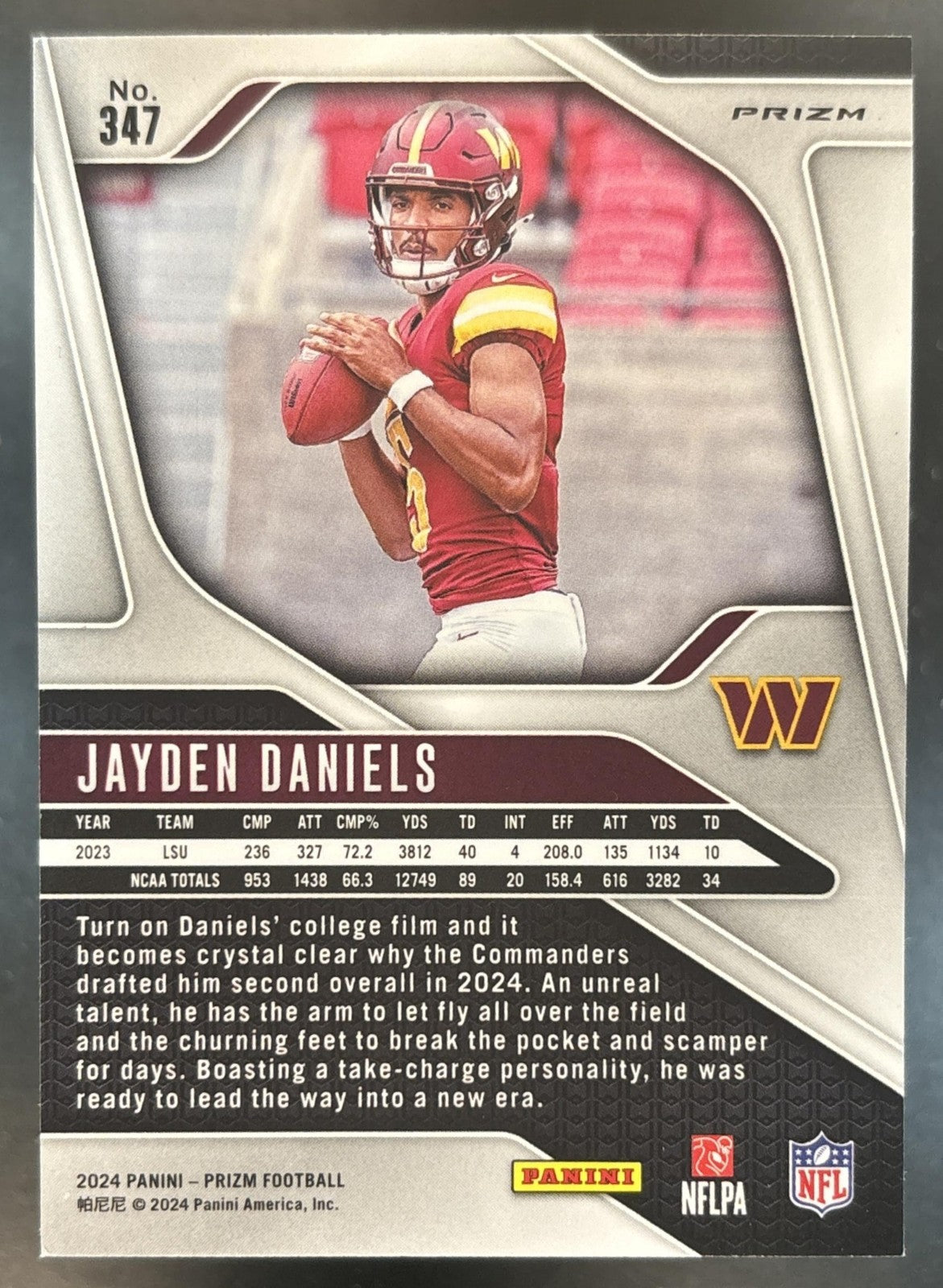 2024 Panini Prizm Jayden Daniels Orange Ice #347 RC Washington Commanders