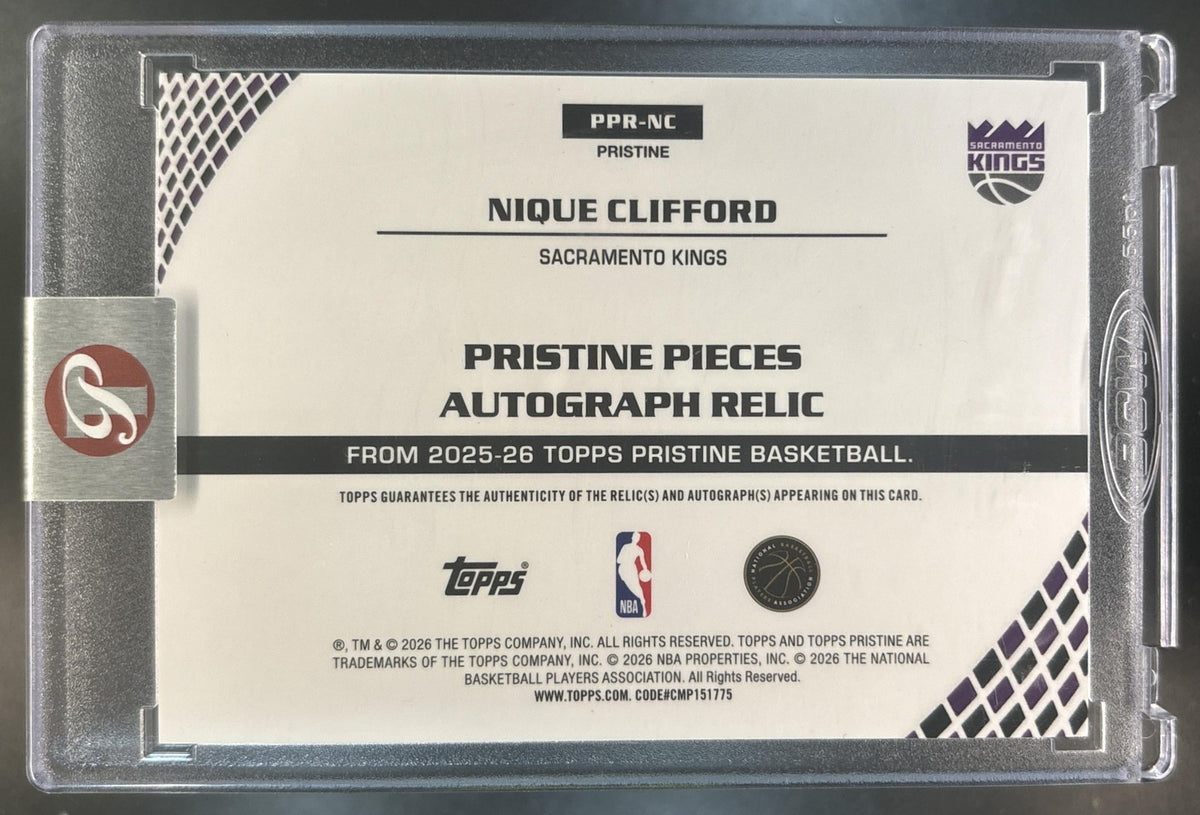 2025-26 Topps Pristine Nique Clifford Pieces Auto Relics MEM RC Sacramento Kings
