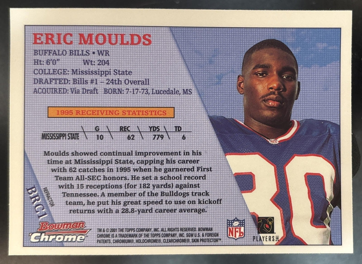 2001 Bowman Chrome Eric Moulds 1996 Rookies Refractor #BRC1 Buffalo Bills