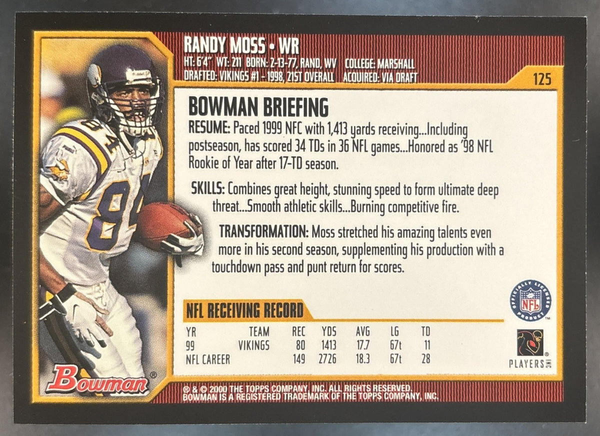 2000 Bowman Randy Moss #125 Minnesota Vikings