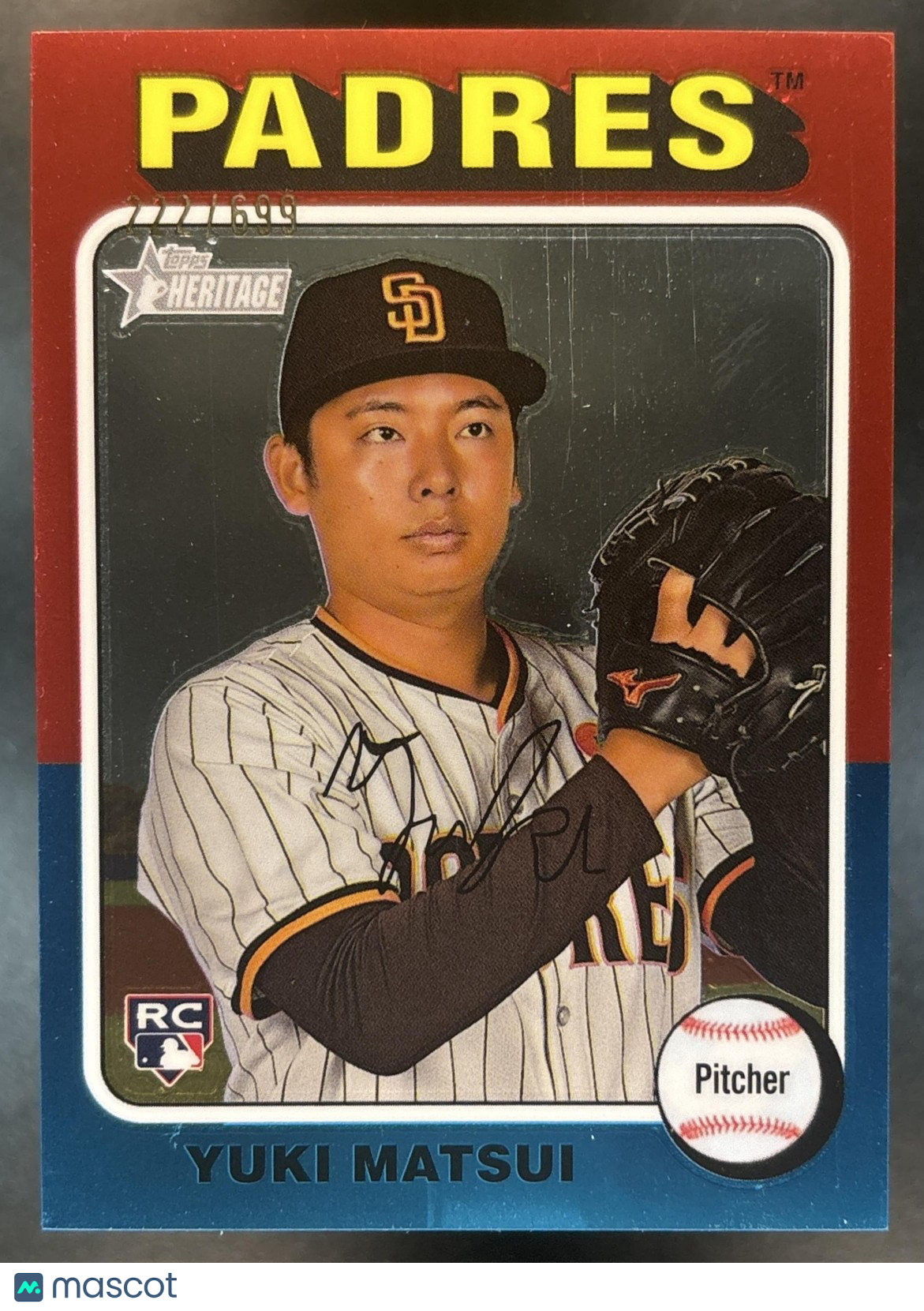 2024 Topps Heritage High Number Yuki Matsui Chrome /699 #509 RC San Diego Padres