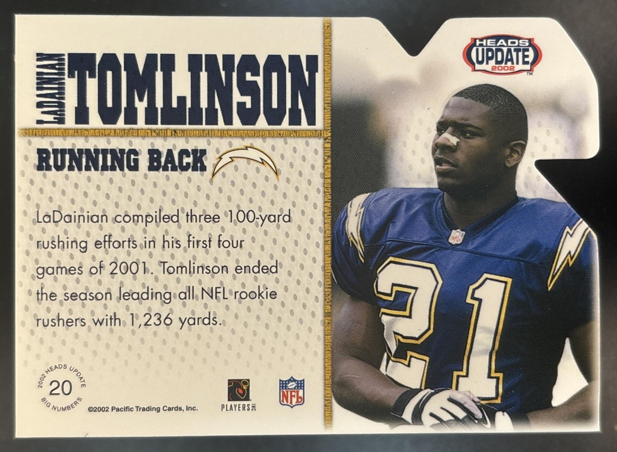 2002 Pacific Heads Update LaDainian Tomlinson Big Numbers #20 San Diego Chargers