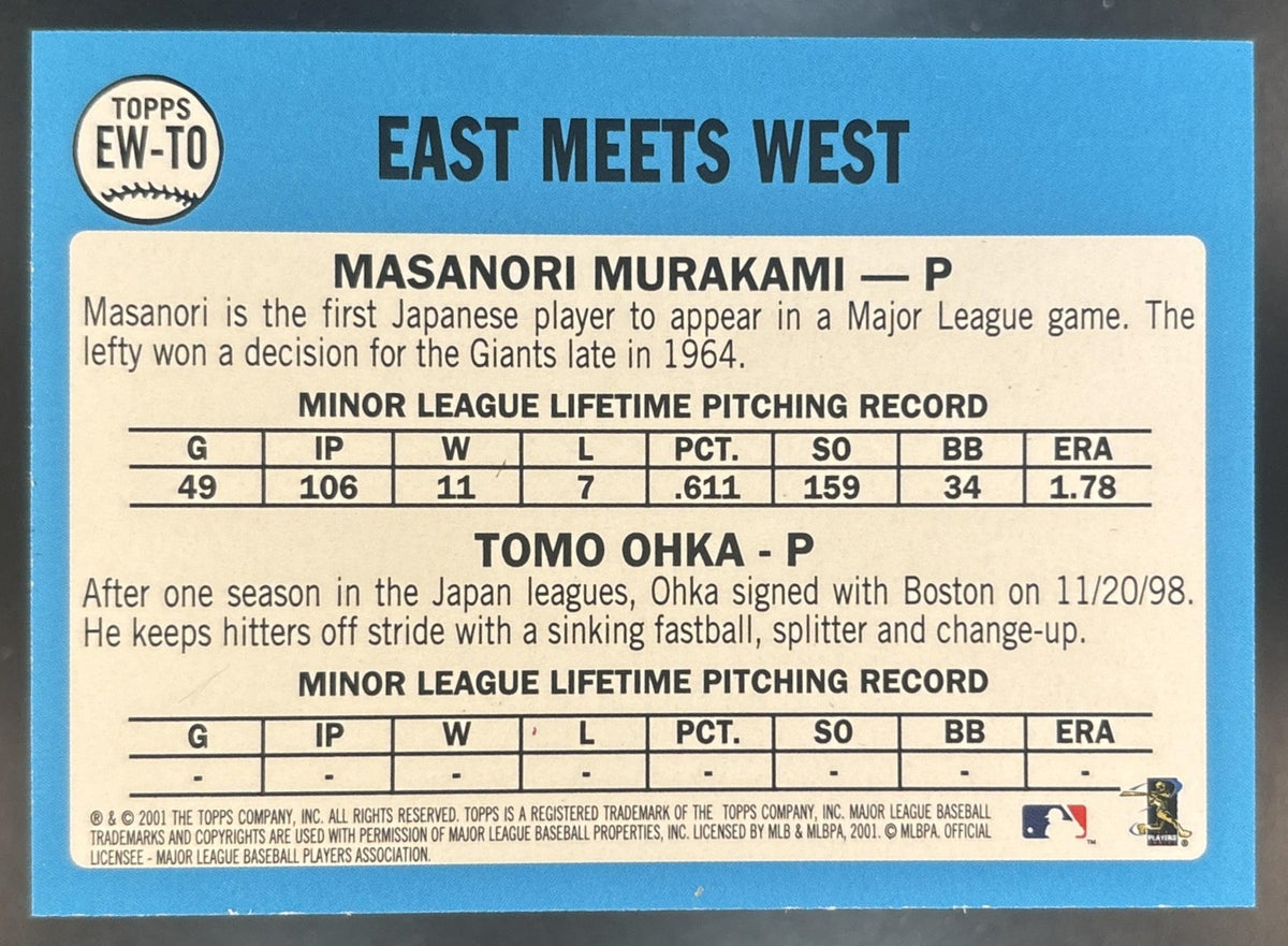 2002 Topps Tomo Ohka Masanori Murakami East Meets West