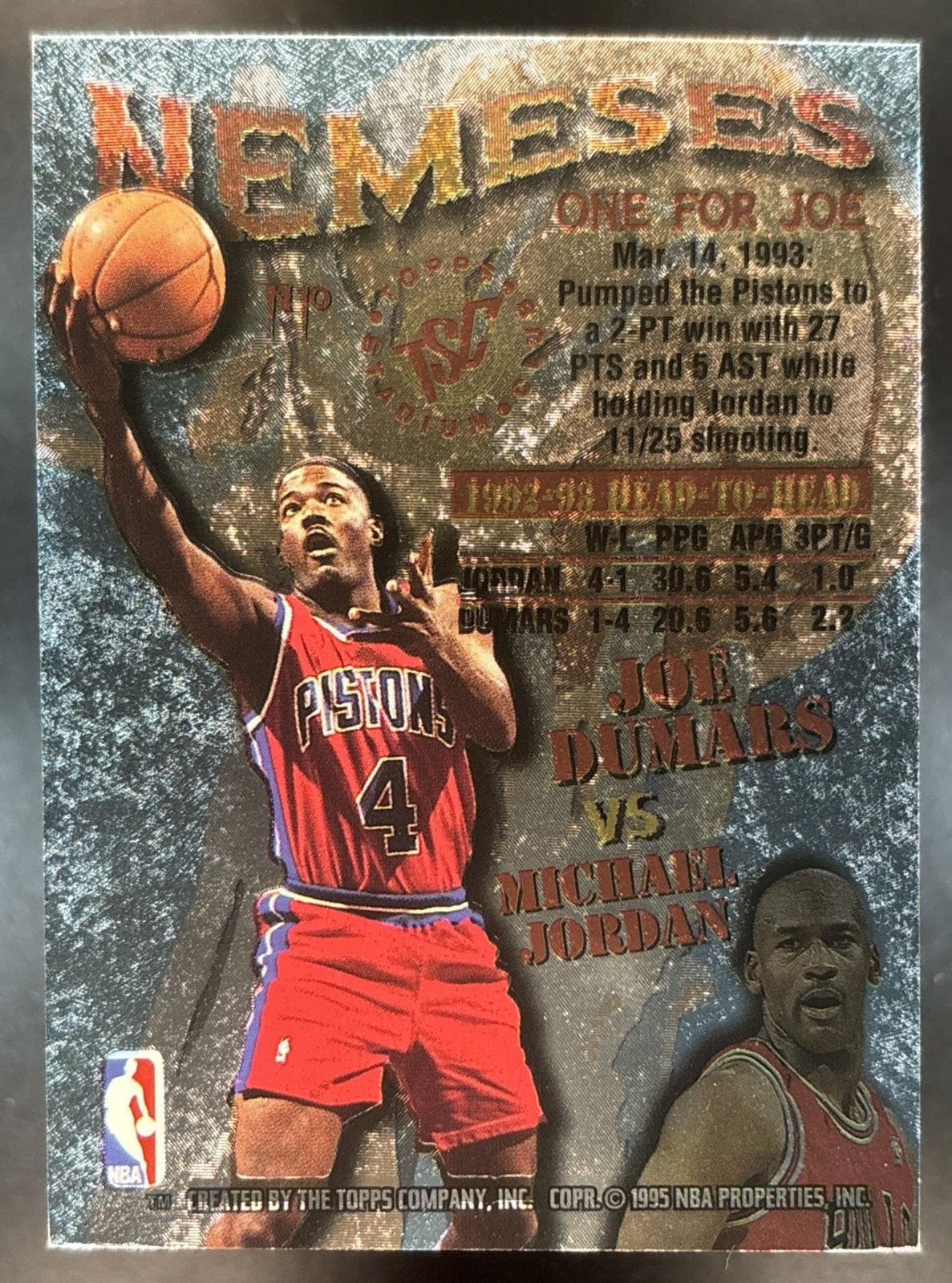 1995-96 Topps Stadium Club Michael Jordan Joe Dumars Nemeses #N10 USA