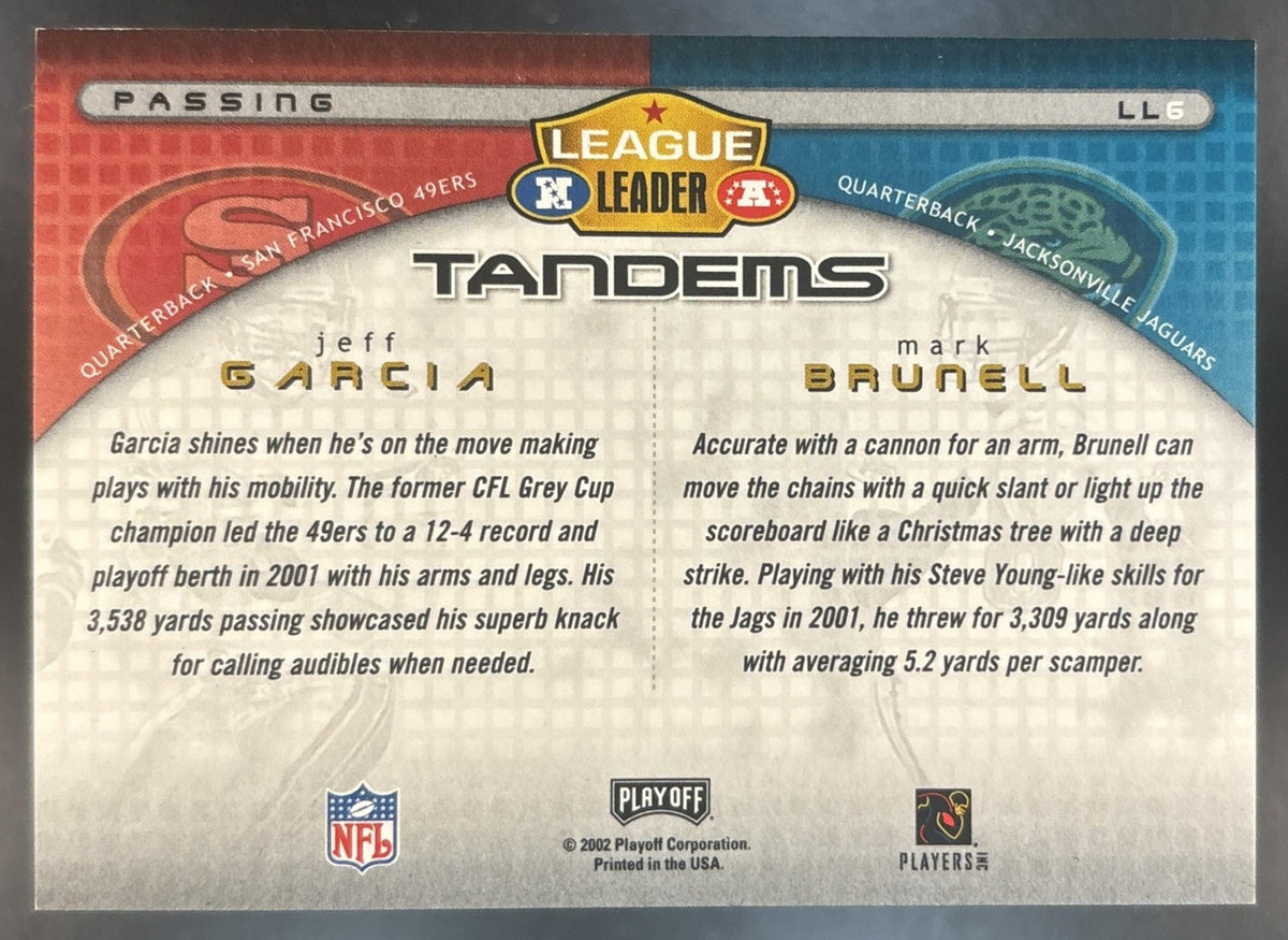 2002 Playoff Prestige Mark Brunell Jeff Garcia League Leader Tandems
