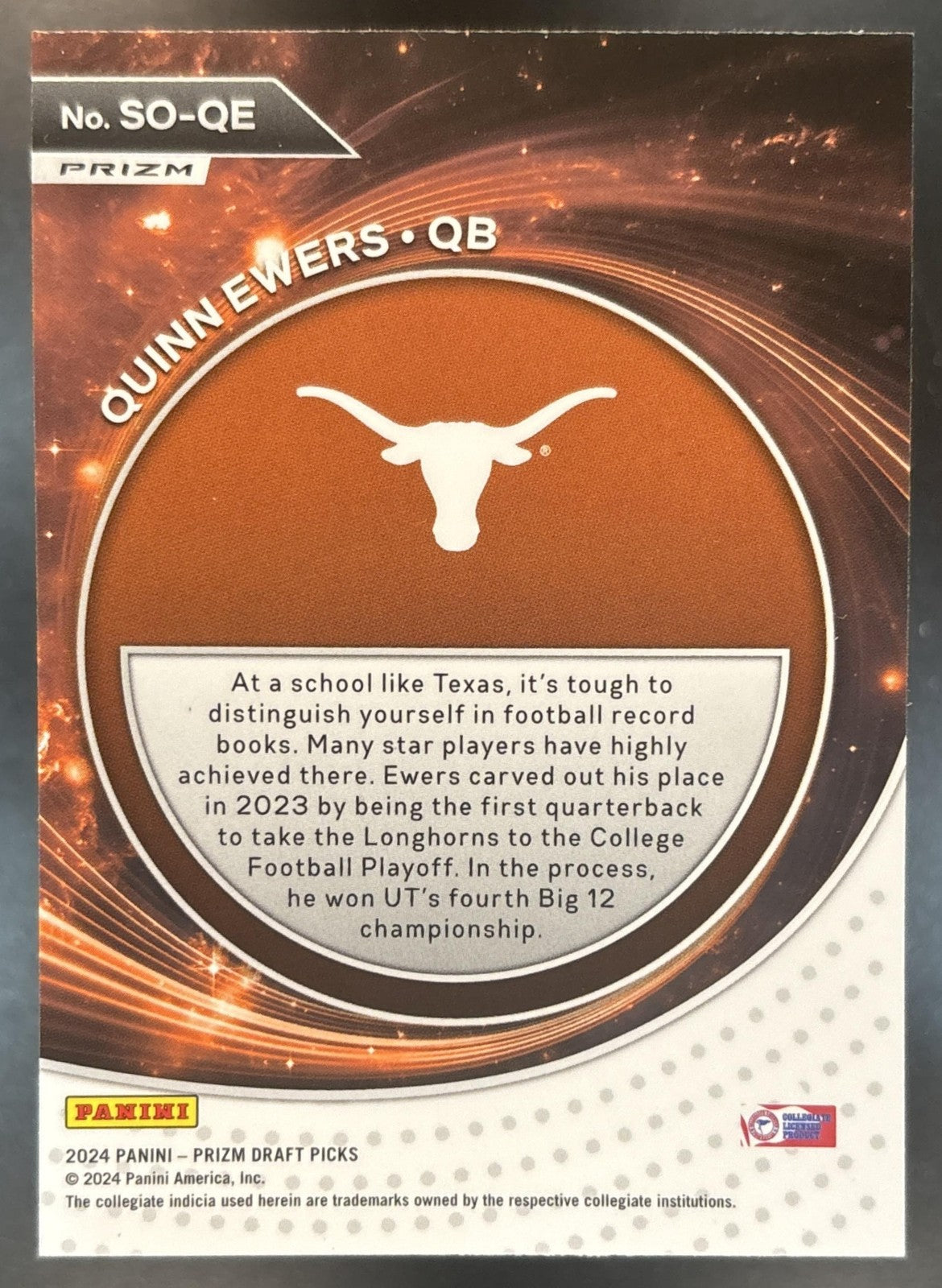 2024 Panini Prizm Collegiate Draft Picks Quinn Ewers Student Orientation Red Ice