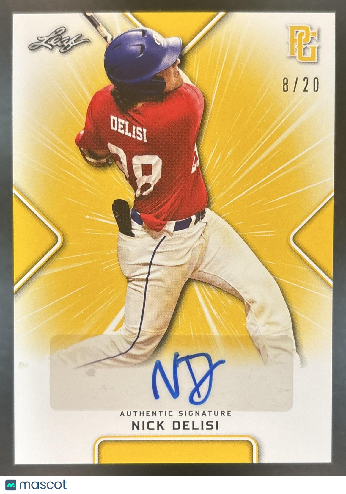2021 Leaf Perfect Game National Showcase Nick DeLisi Auto Yellow /20 #BA-ND1