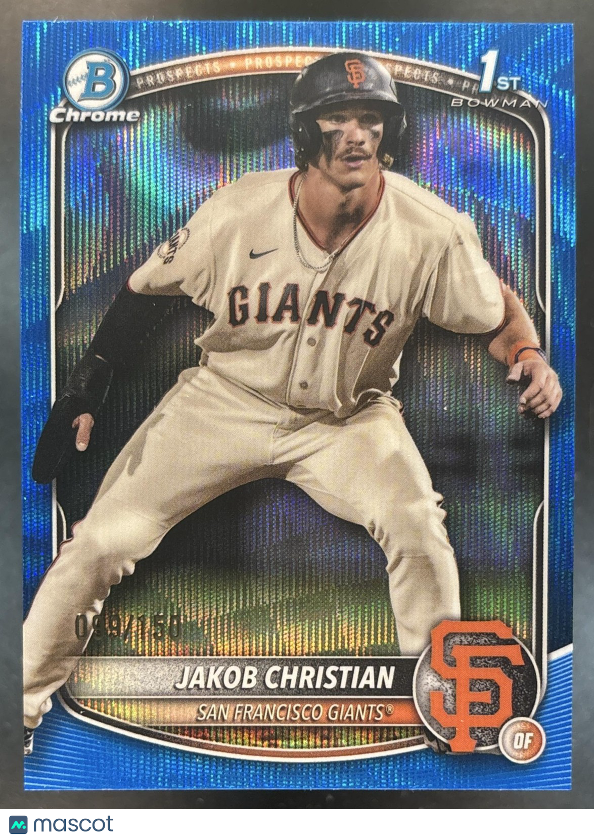 2025 Bowman Chrome Jakob Christian Blue Wave /150 #BCP-157 1st Prospect Giants