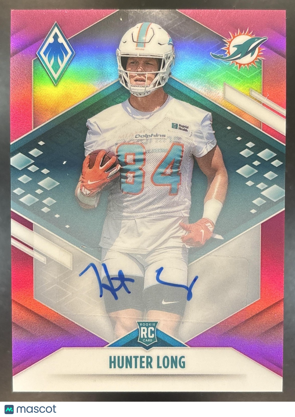 2021 Panini Phoenix Hunter Long Rookie Auto Pink /99 #190 RC Miami Dolphins