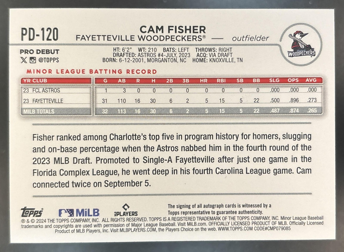 2024 Topps Pro Debut Cam Fisher Auto #PD-120