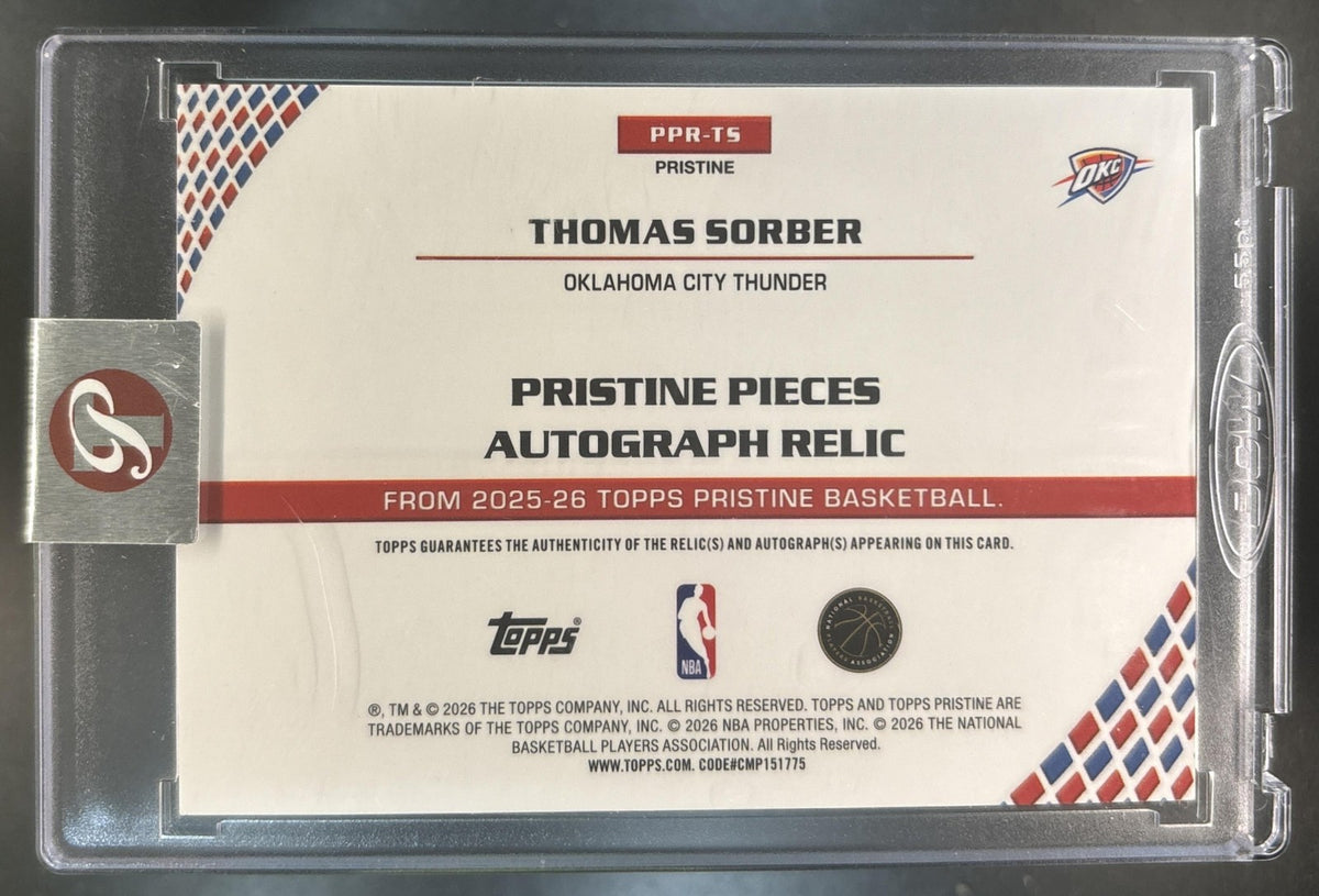 2025-26 Topps Pristine Thomas Sorber Pieces Auto Relics Blue /75 MEM Thunder