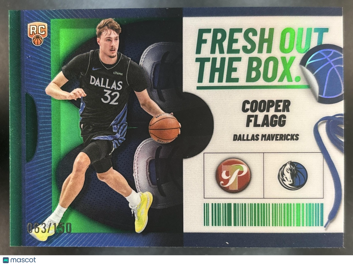 2025-26 Topps Pristine Cooper Flagg Fresh Out of the Box Green /150 RC Mavericks