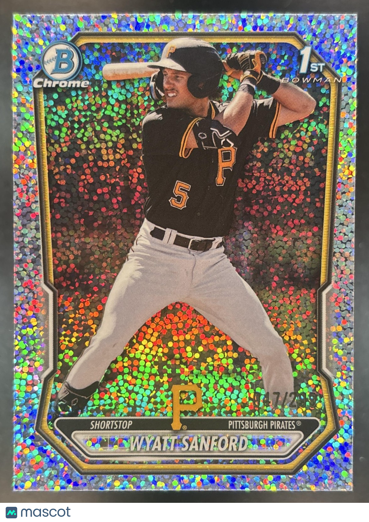 2026 Bowman Wyatt Sanford Chrome Speckle /299 #BCP-66 1st Prospect Pirates