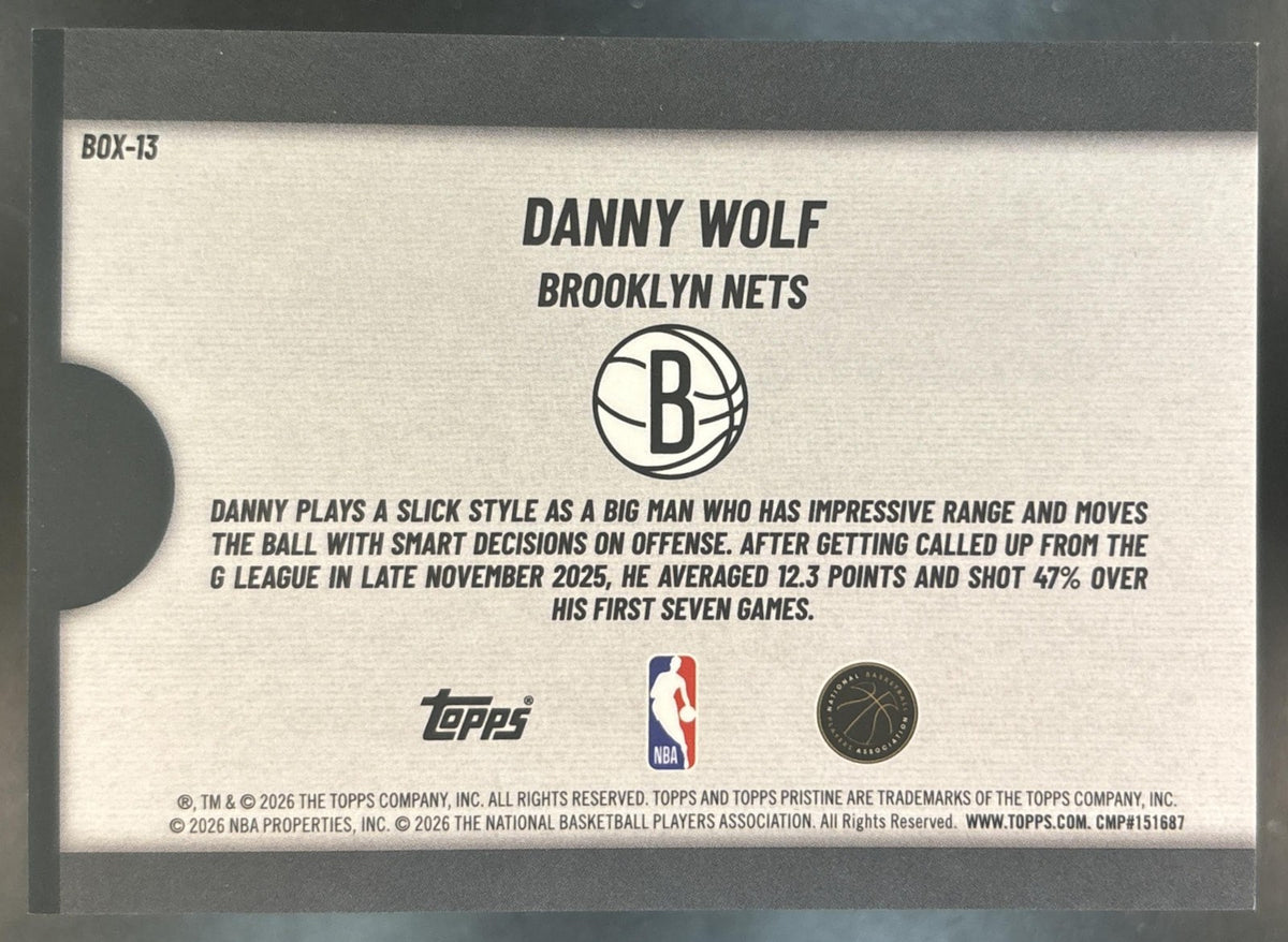 2025-26 Topps Pristine Danny Wolf Fresh Out of the Box Purple /99 RC Nets
