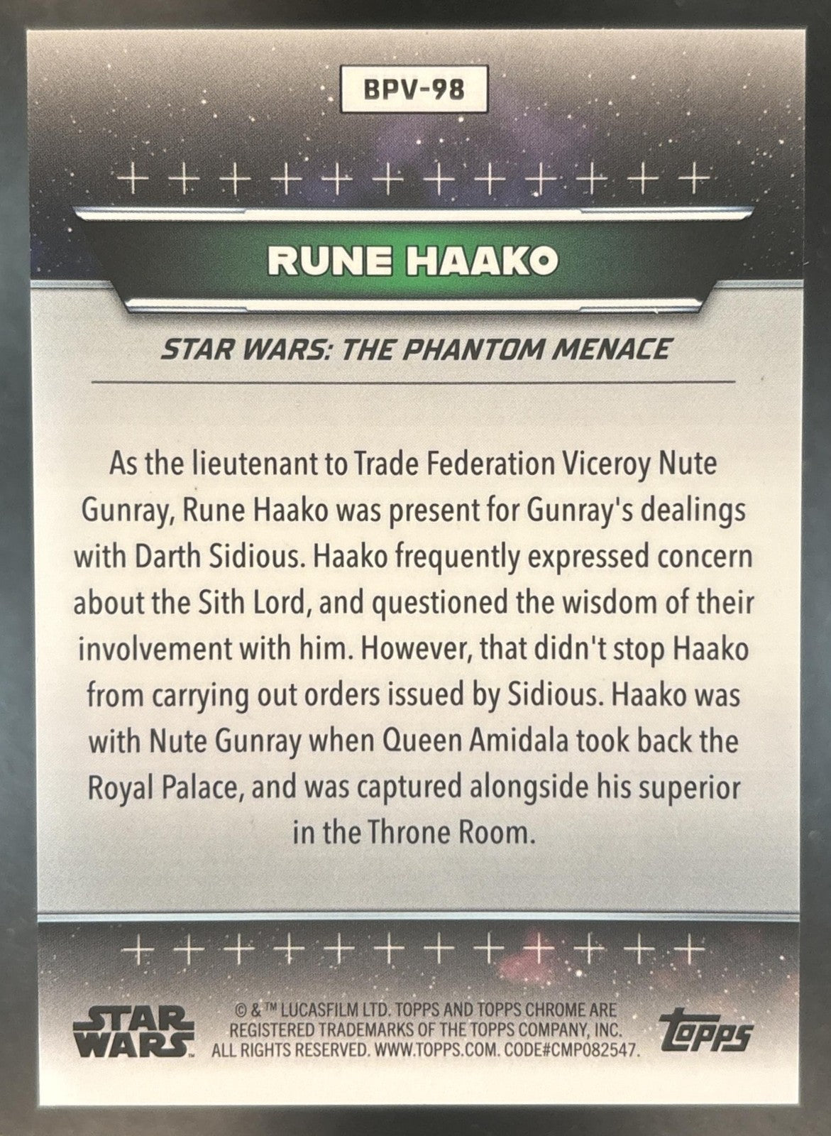 2024 Topps Star Wars Hyperspace Rune Haako Planetary Variations /99 #BPV-98