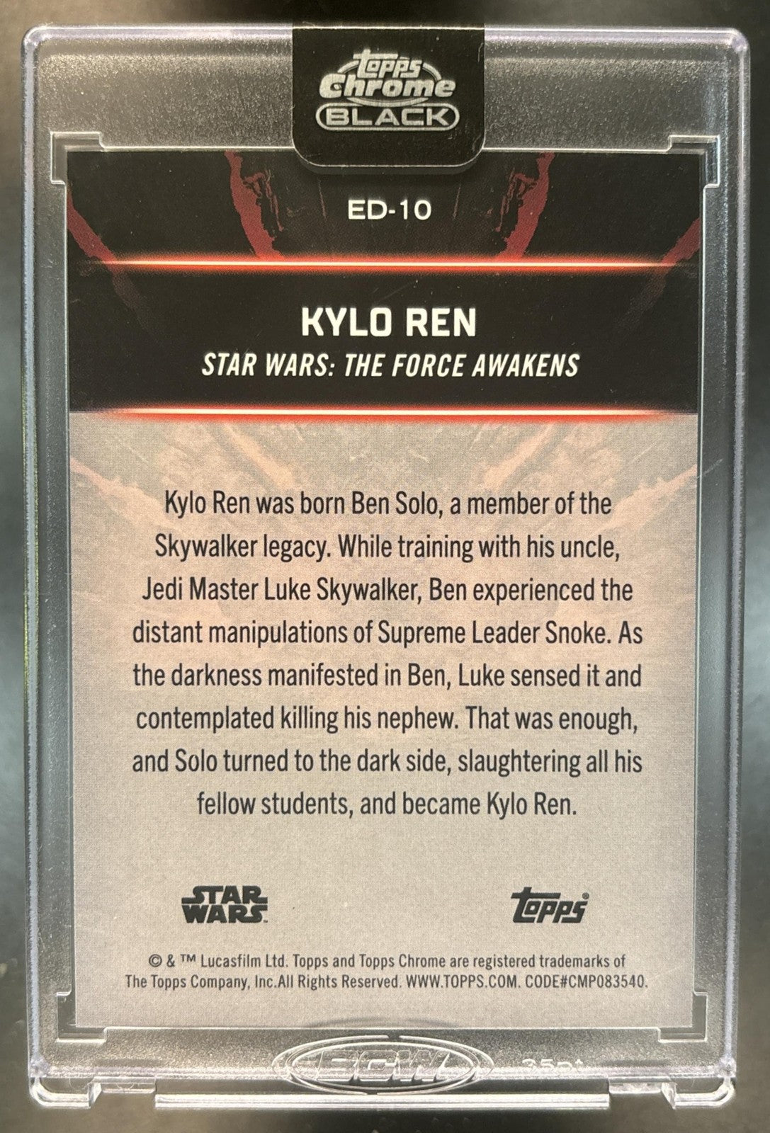 2024 Topps Chrome Black Star Wars Kylo Ren Embrace The Darkside #ED-10