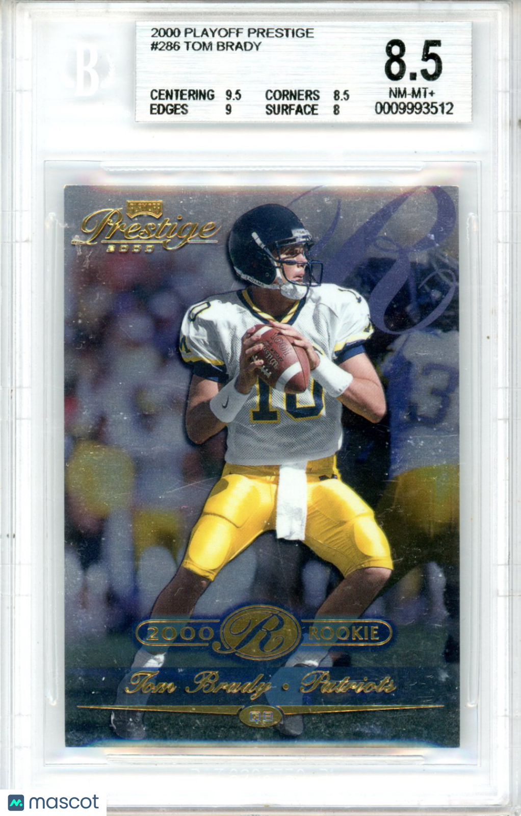 2000 Playoff Prestige #286 Tom Brady Rookie BGS 8.5 /2500