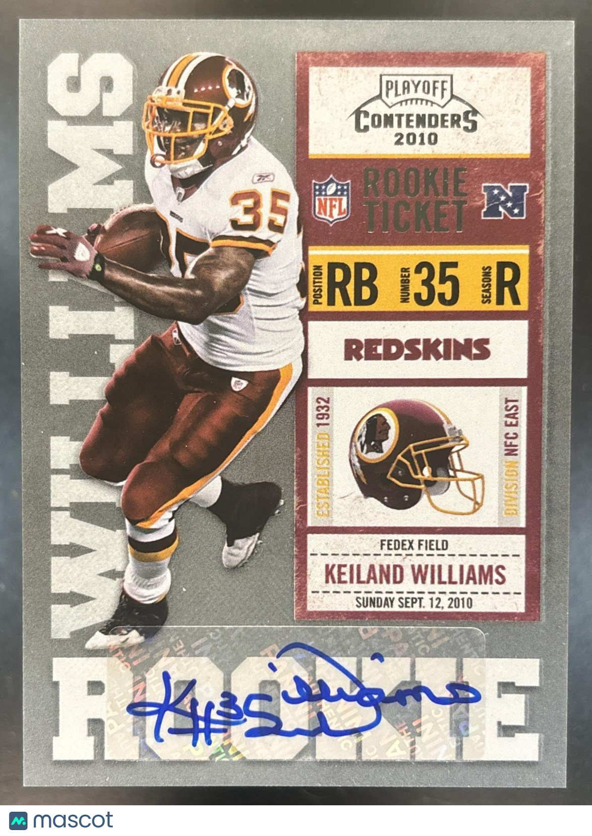 2010 Panini Playoff Contenders Keiland Williams #158 RC Auto Washington Redskins