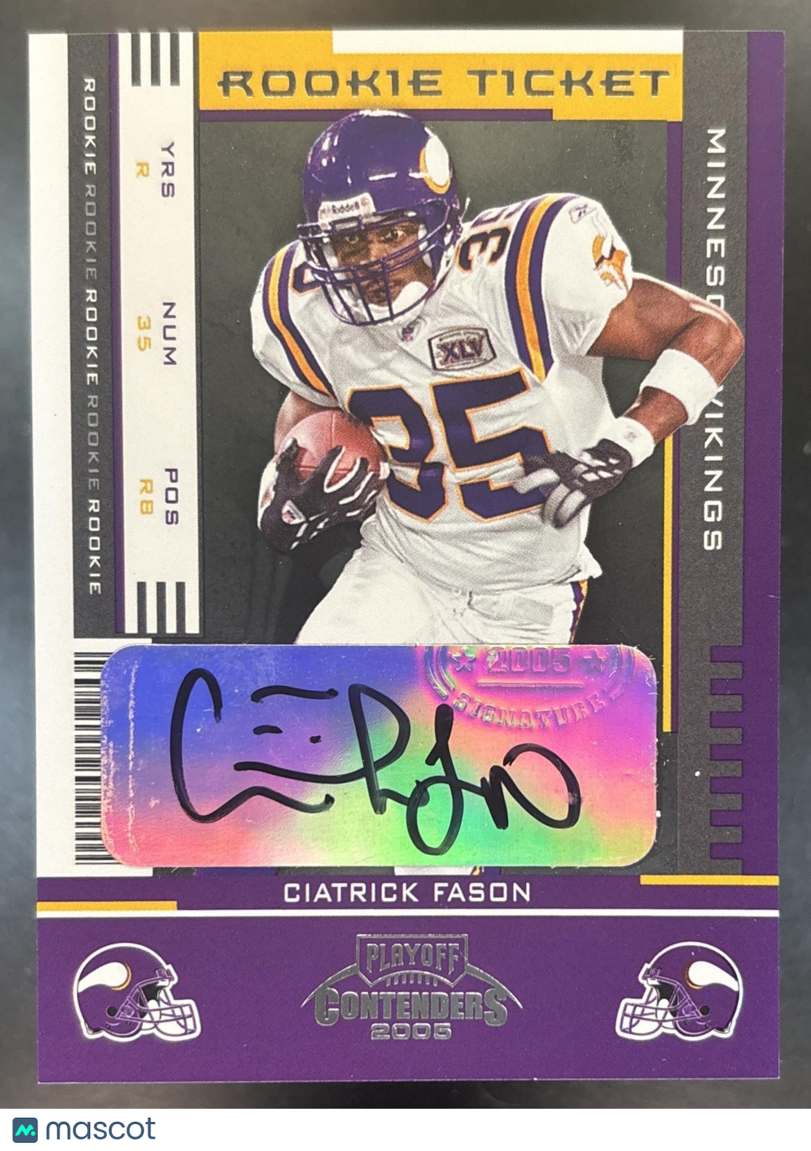 2005 Playoff Contenders Ciatrick Fason #121 RC Auto Minnesota Vikings