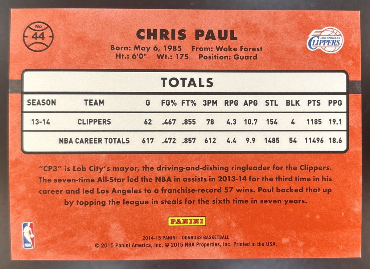 2014-15 Panini Donruss Chris Paul Stat Line Season /107 #44 Los Angeles Clippers
