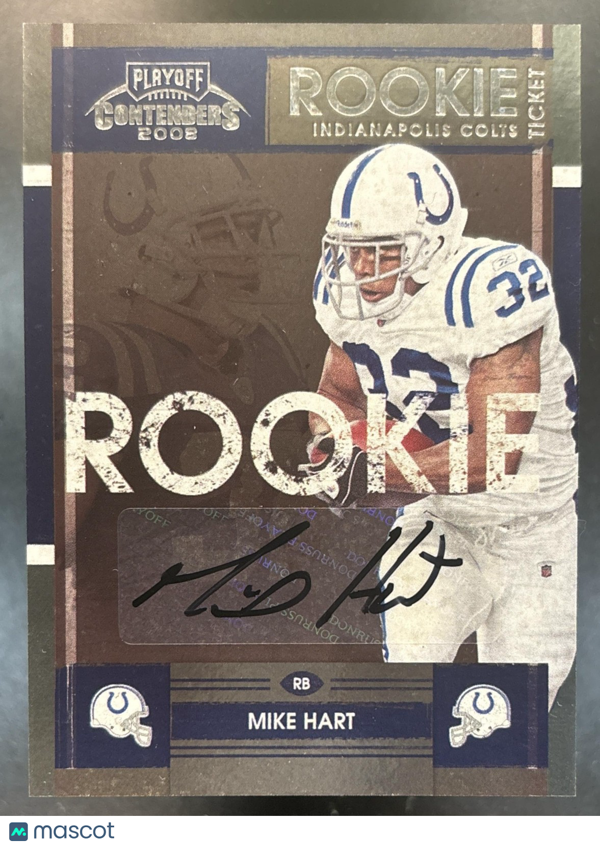 2008 Playoff Contenders Mike Hart #180 RC Auto Indianapolis Colts
