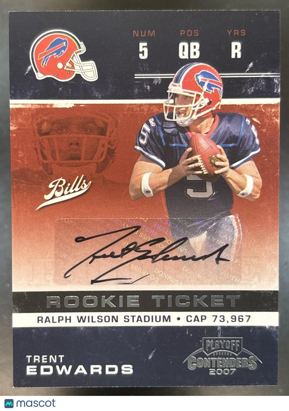 2007 Playoff Contenders Trent Edwards #232 RC Rookie Ticket Auto Buffalo Bills