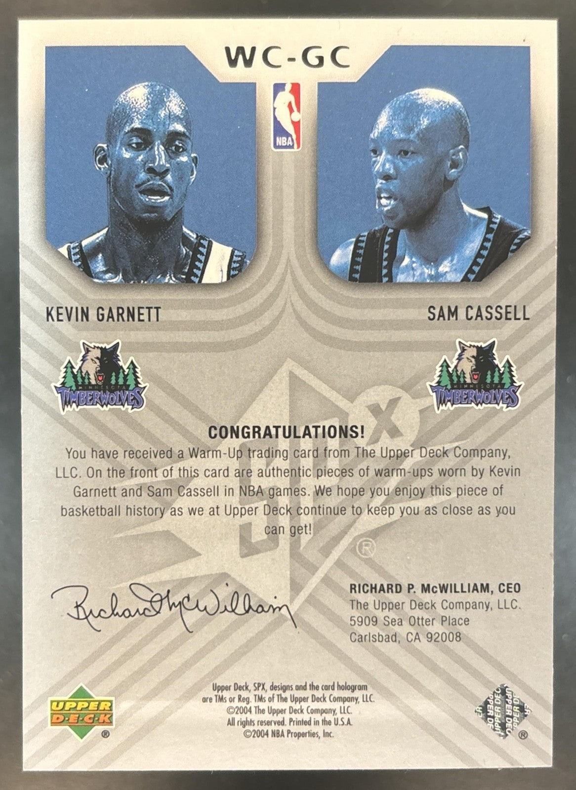 2004-05 SPx Kevin Garnett Sam Cassell Winning Combos #WC-GC MEM Timberwolves
