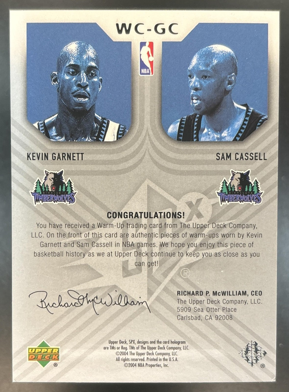2004-05 SPx Kevin Garnett Sam Cassell Winning Combos Jersey MEM Timberwolves
