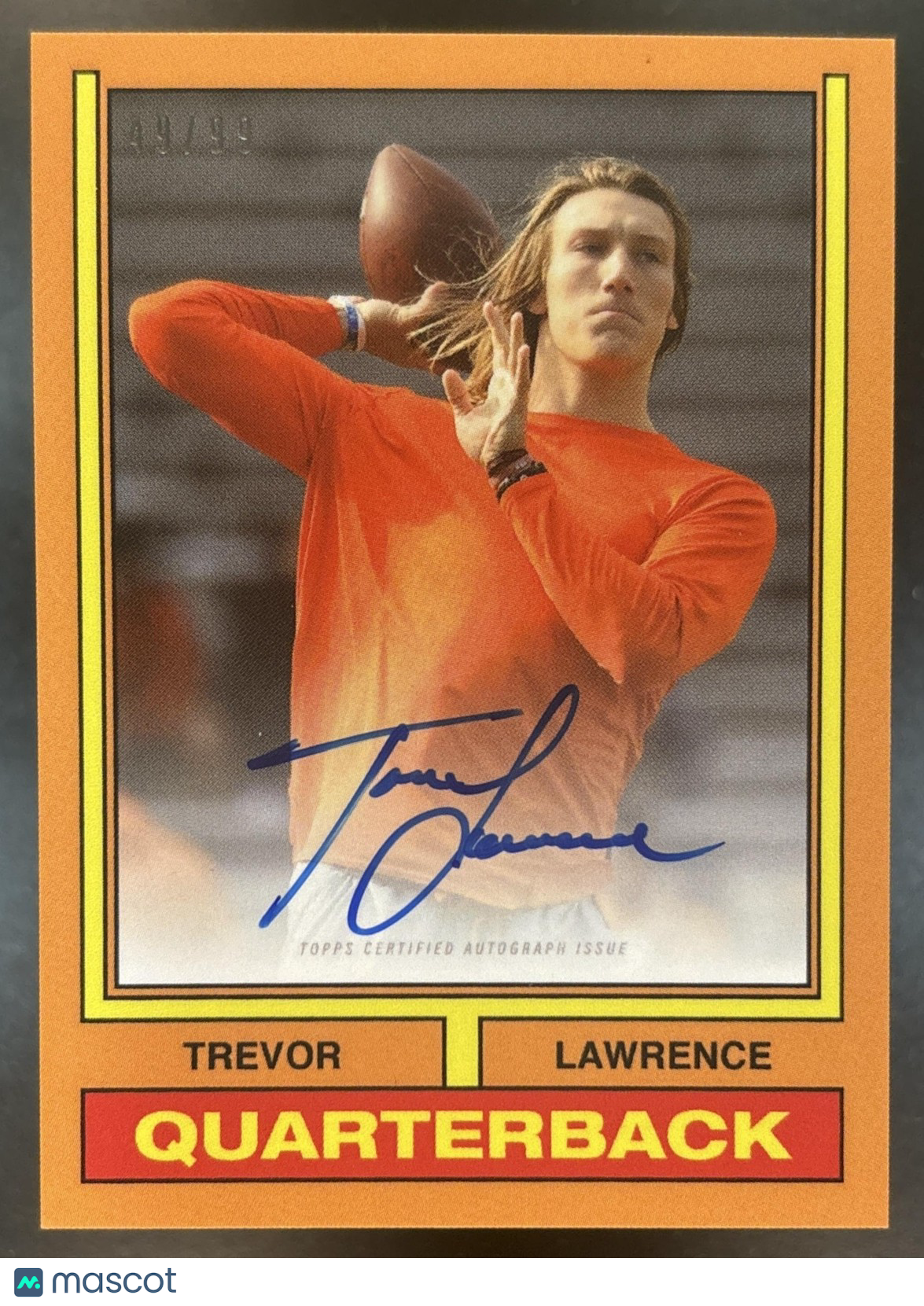2021 Topps x Trevor Lawrence Auto Orange 49/99 #15-A RC