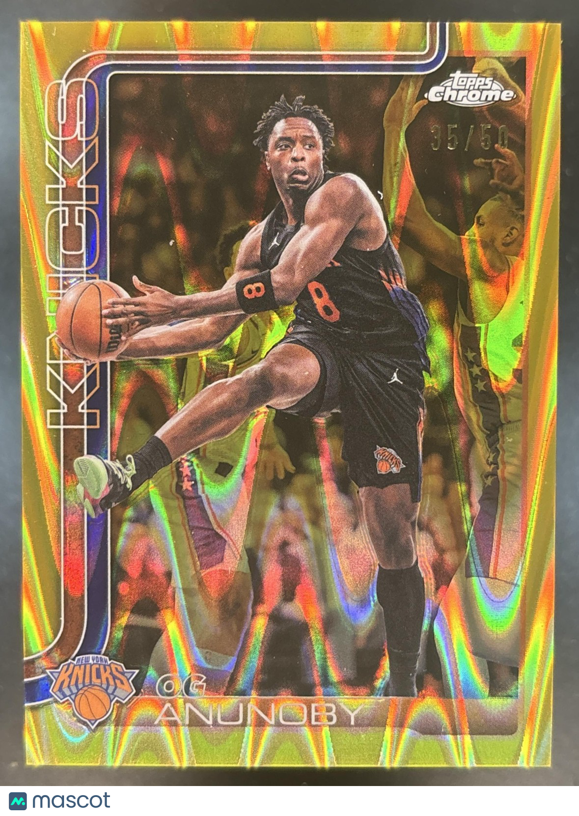 2025-26 Topps Chrome Update OG Anunoby Gold Ray Wave /50 #43 New York Knicks