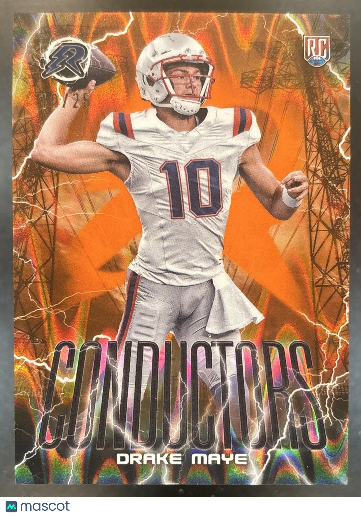2024 Topps Resurgence Drake Maye Conductors Orange Power Surge /25 RC Patriots