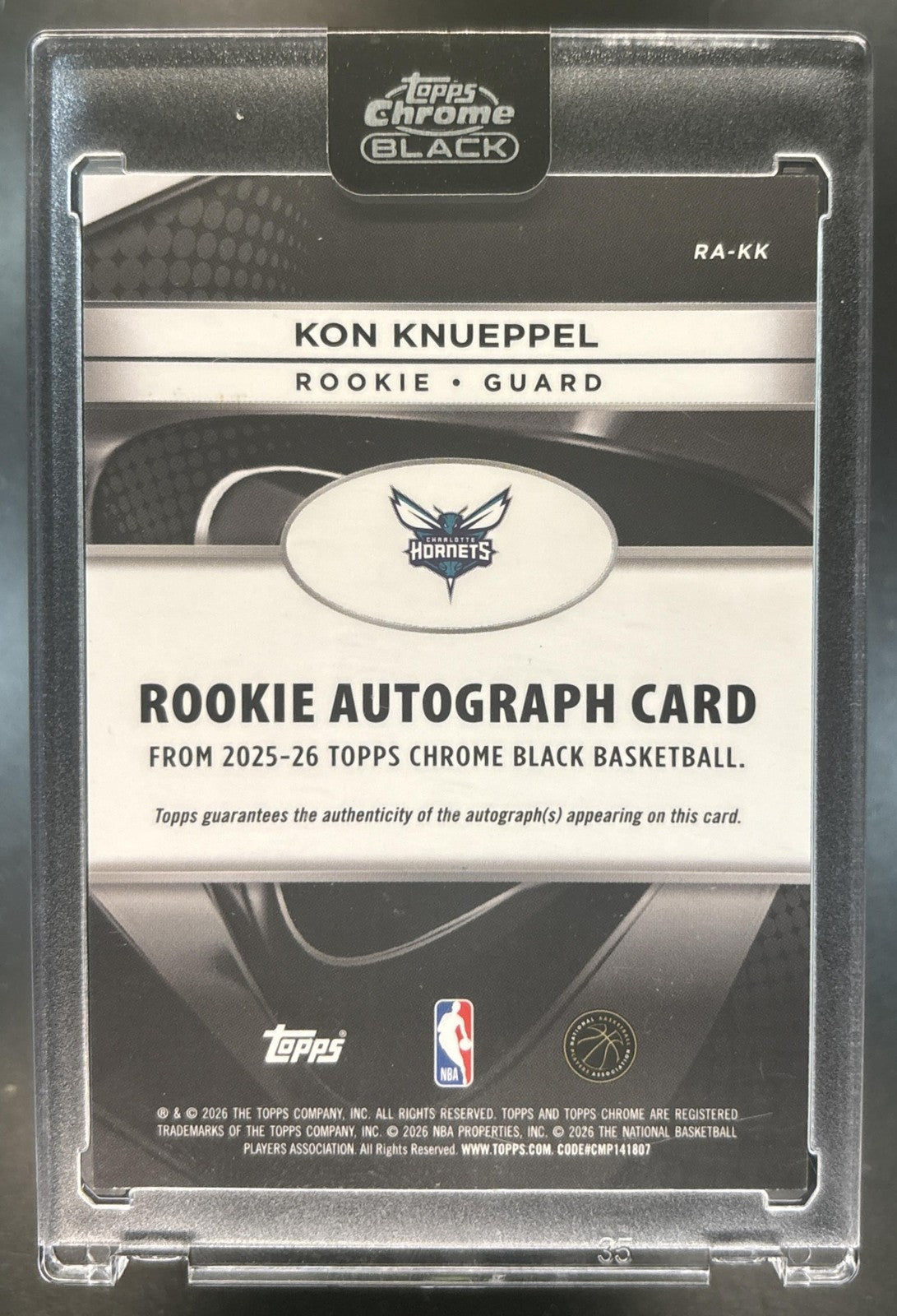 2025-26 Topps Chrome Black Kon Knueppel Auto Gold Mini-Diamond /50 RC Hornets
