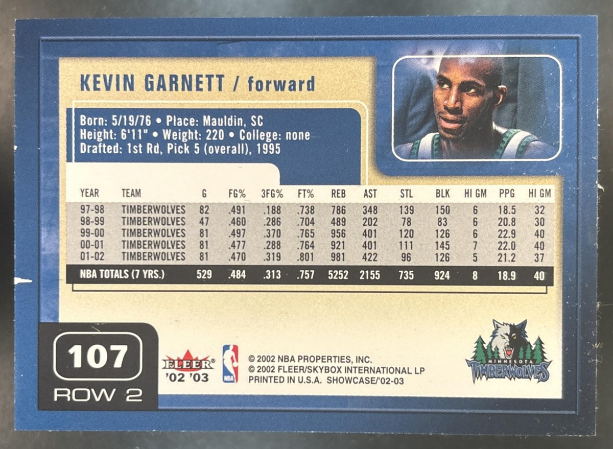 2002-03 Fleer Showcase Kevin Garnett #107 Minnesota Timberwolves