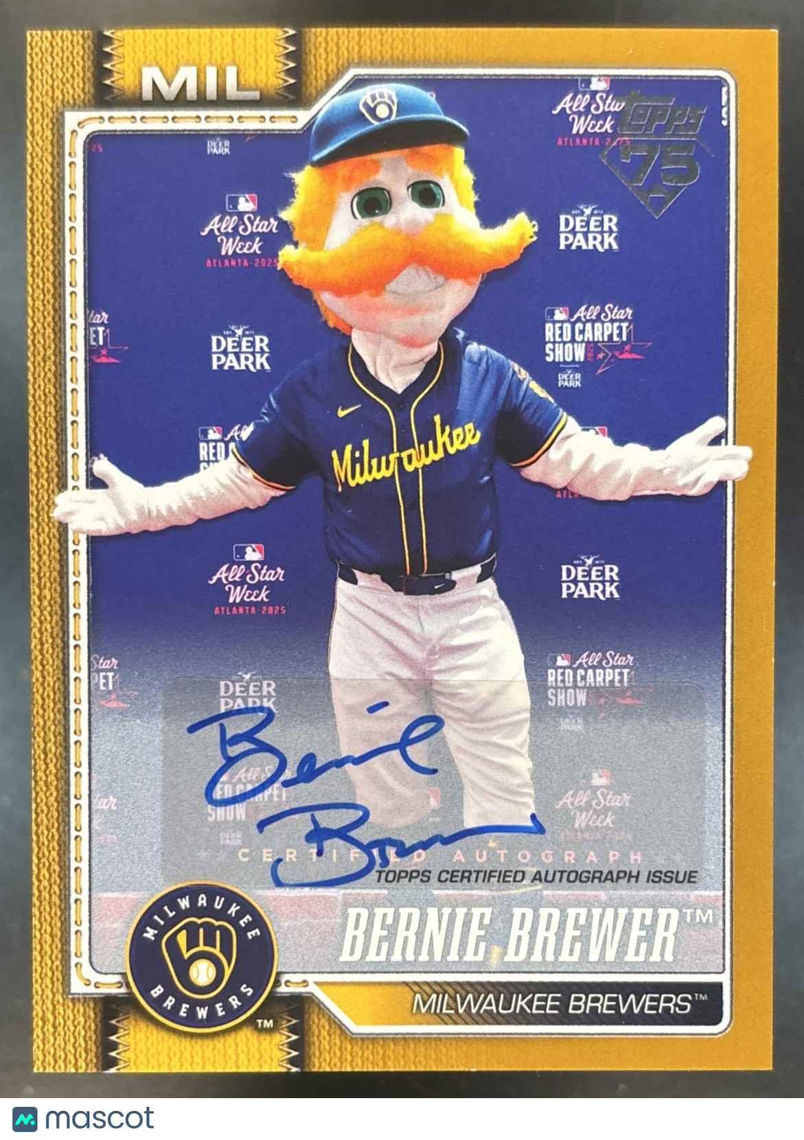 2026 Topps Series 1 Bernie Brewer Mascots Auto Gold /50 #M-5 Milwaukee Brewers
