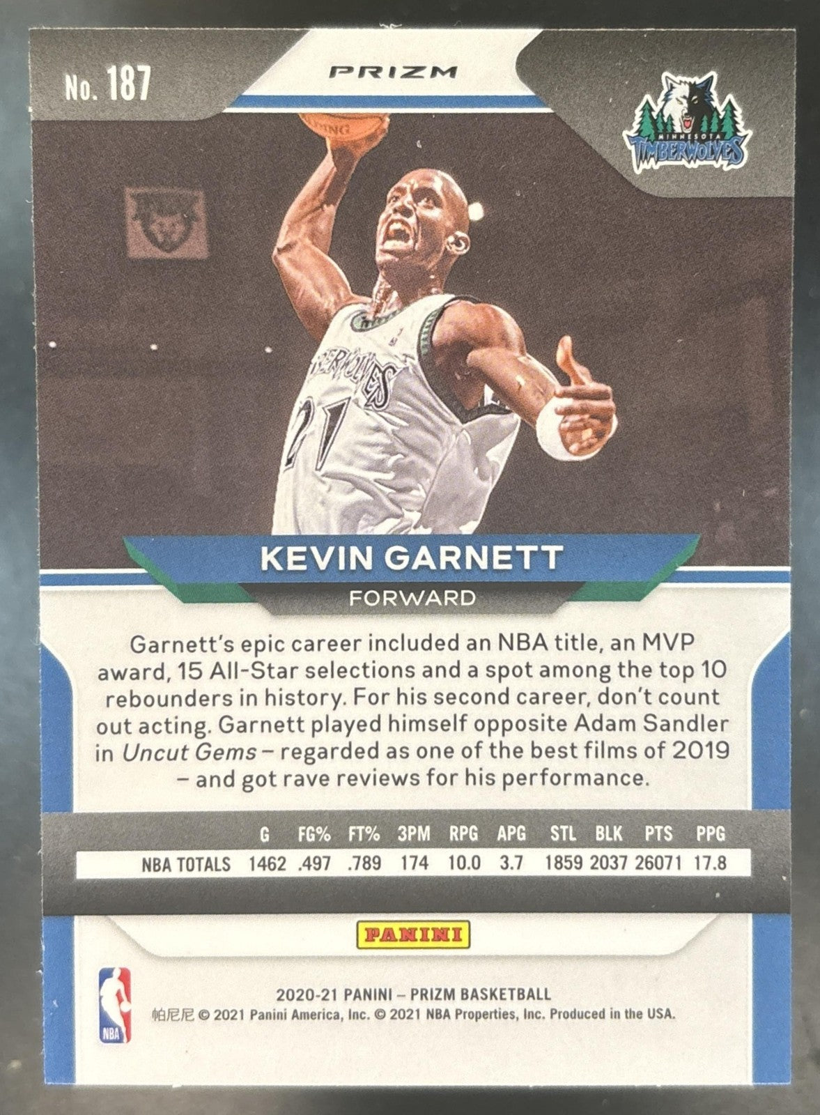 2020-21 Panini Prizm Kevin Garnett Silver Prizms #187 Minnesota Timberwolves