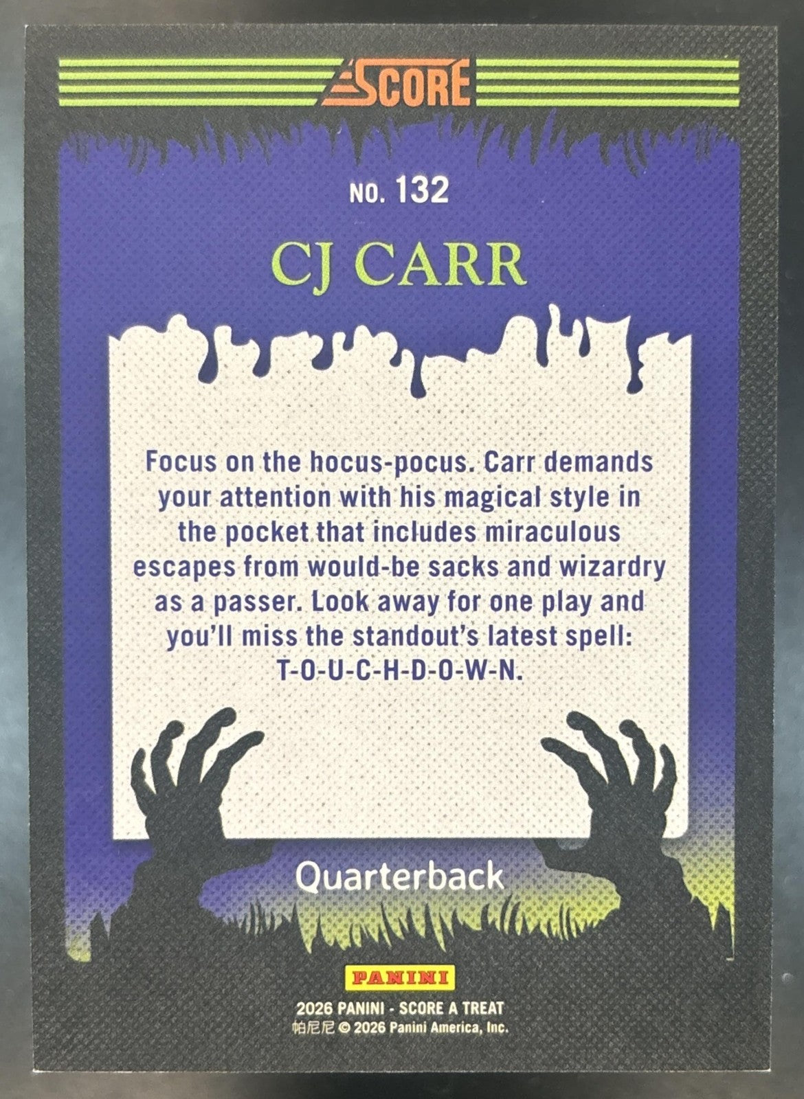 2026 Panini Score-A-Treat Halloween CJ Carr Holo Bats /399 #132
