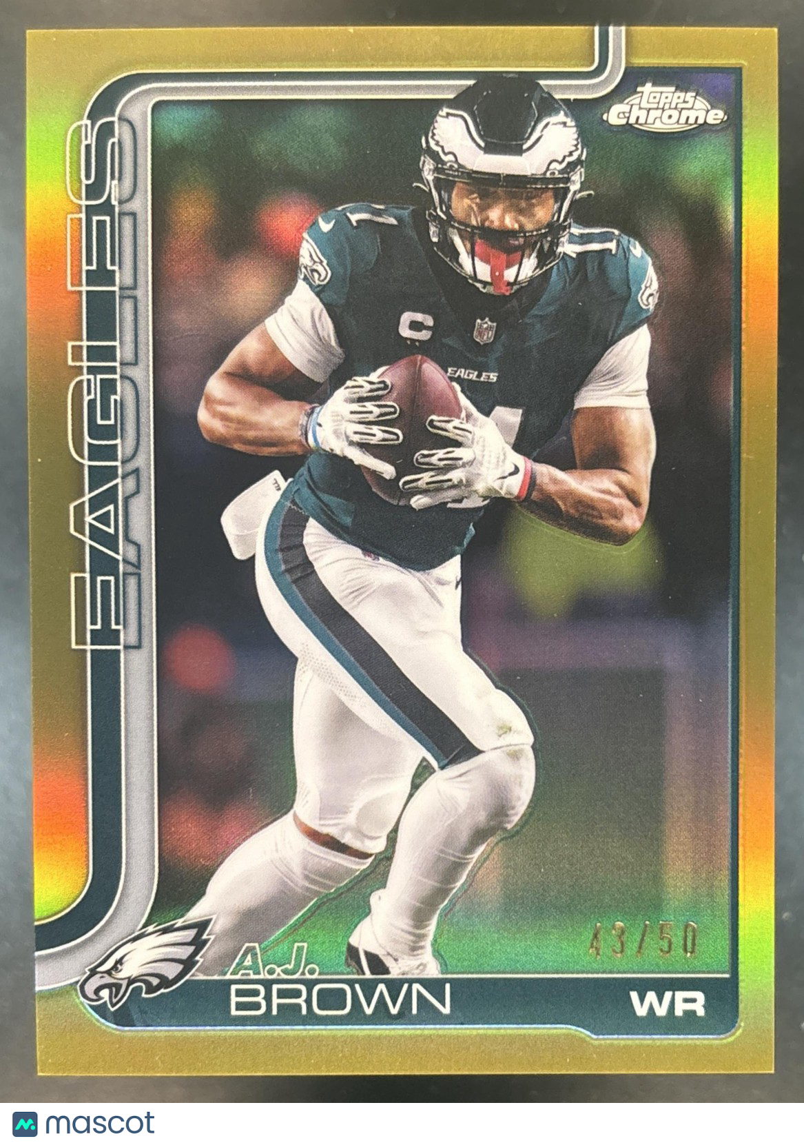 2025 Topps Chrome A.J. Brown Gold Refractor /50 #243 Philadelphia Eagles