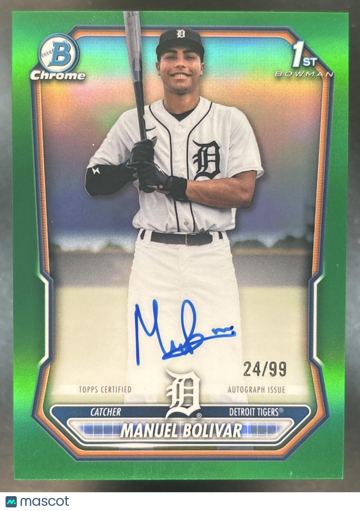 2026 Bowman Chrome Manuel Bolivar Auto Green /99 1st Prospect Detroit Tigers